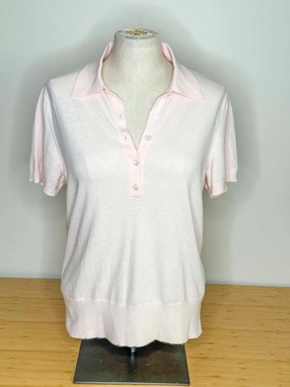Ann Taylor Polo Sweater Blush Haze Light Pink Size Large - Picture 2 of 7